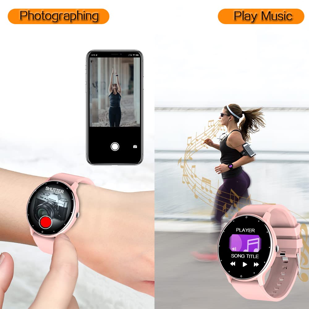 0,8 cm Ultrasottile Smartwatch Sport Orologio Fitness Donna Contapassi Polso con Cardiofrequenzimetro, Monitor del Sonno, Pressione Sangue e SpO2, Sincronizzarsi con Smartphone