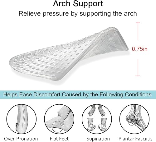Miniatura 7 de Dr. Foot's - Plantillas de zapatos con soporte de arco para pies planos, insertos de arco de gel para fascitis plantar, almohadilla adhesiva para
