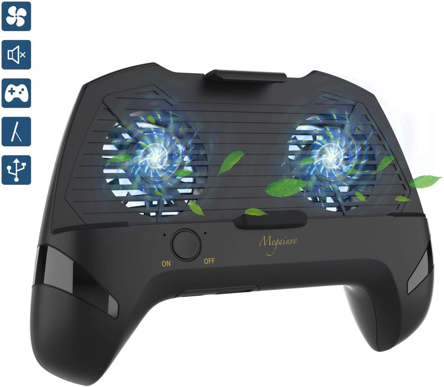 Mobile Game Controller Radiator Phone Cooling Pad Gaming Grip Handle Charger Compatible with iPhone Samsung(Black)