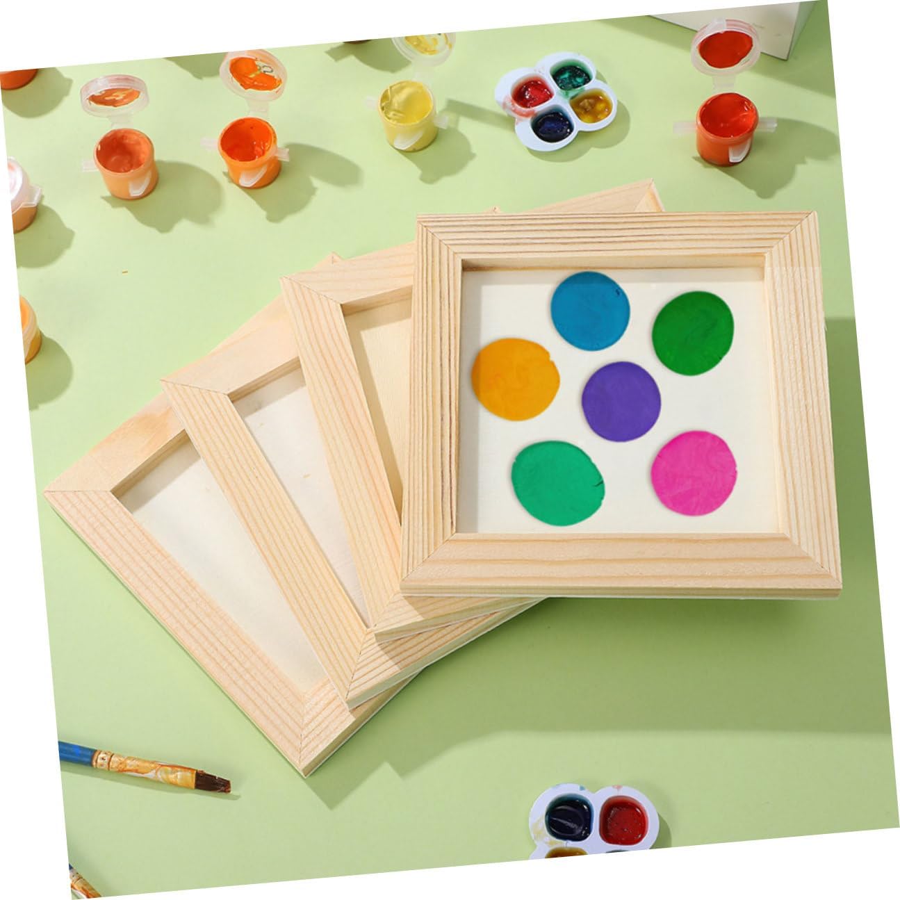 5pcs Blank Wooden Picture Frames for DIY Crafts, 20x20cm Light Wood Craft Frames for ’s Artwork Display and Painting