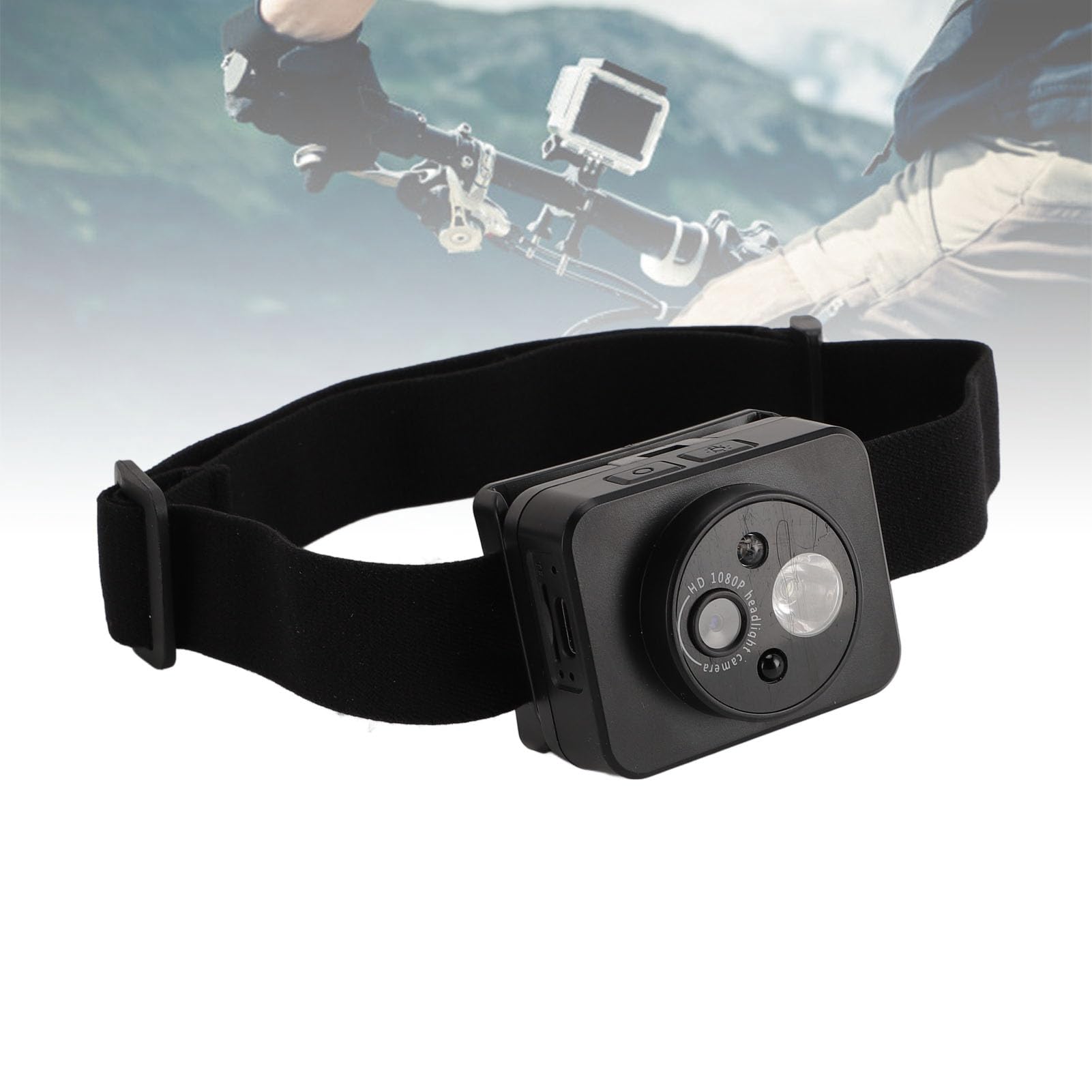 Bewinner Tragbare Kamera mit LED-Stirnlampe, Am Kopf Montierte Kamera 1080P, Freihändiger Fahrrad-Videorecorder mit 45-Grad-Einstellung, Intelligente Erkennung für Sport