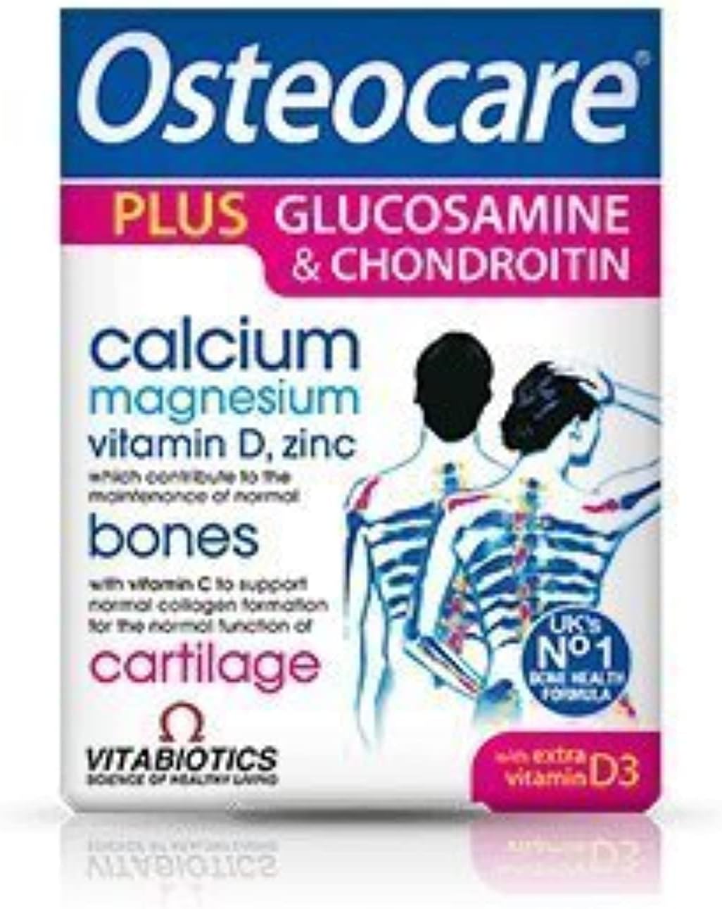 Osteocare Plus Glucosamine & Chondroitin 60 Tablets | Health Formula with Calcium, Magnesium, Vitamin D, Vitamin C & Zinc | Help Maintain Strong Bones and Cartilage | for Men & Women - All Ages