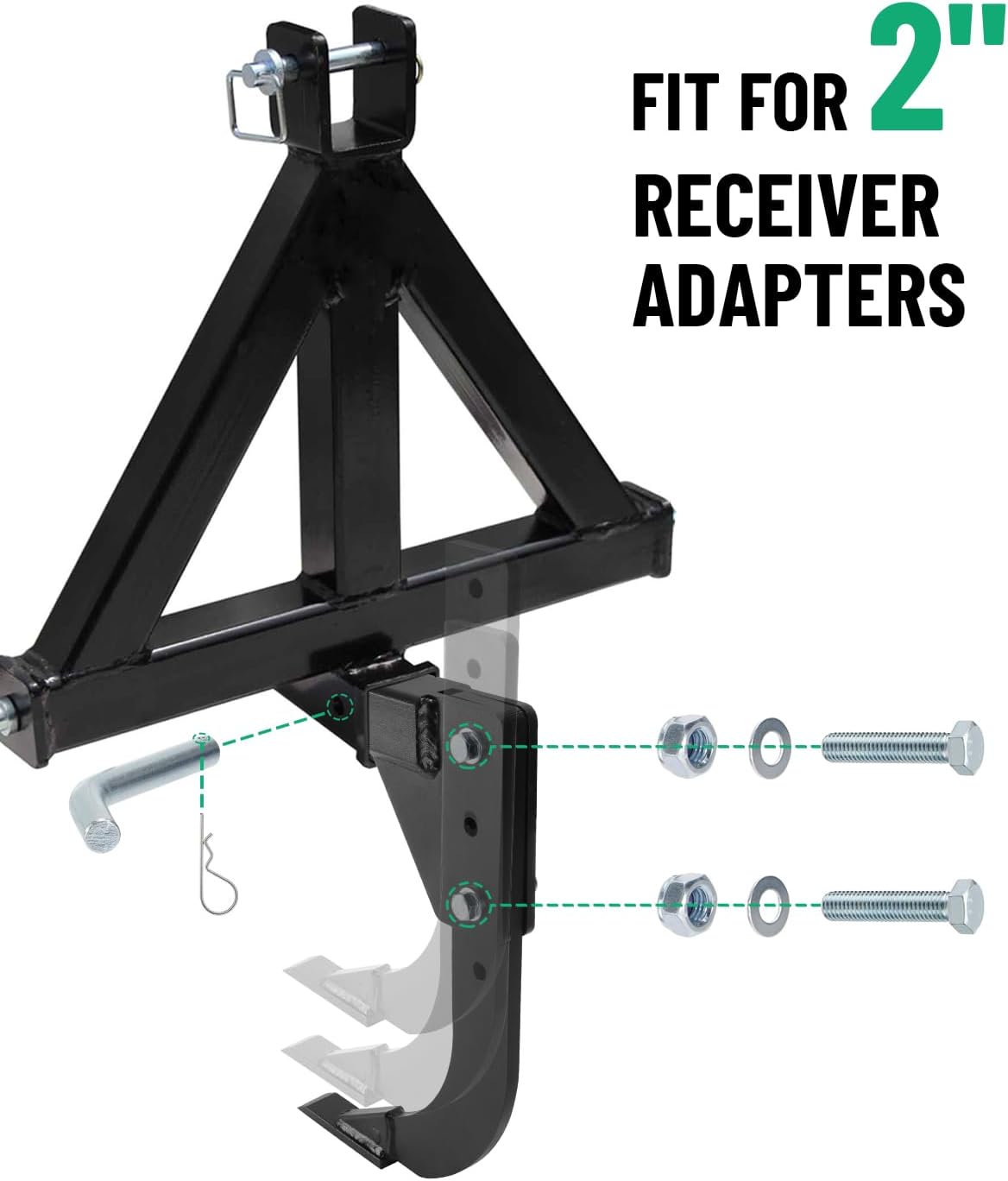 Upgraded Hitch Mounted Ripper for ATV/UTV/Tractor/Lawn Mower with 2 inch Receiver, Heavy Duty Steel Trencher Subsoiler Plow, 16" Ripper Shank with 4 Adjustable Holes in Depth