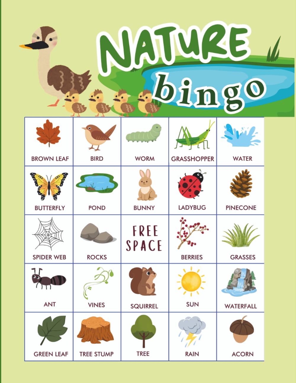 Nature Bingo Game: 32 player for Earth Day activity, classroom usage, World Nature Day game
