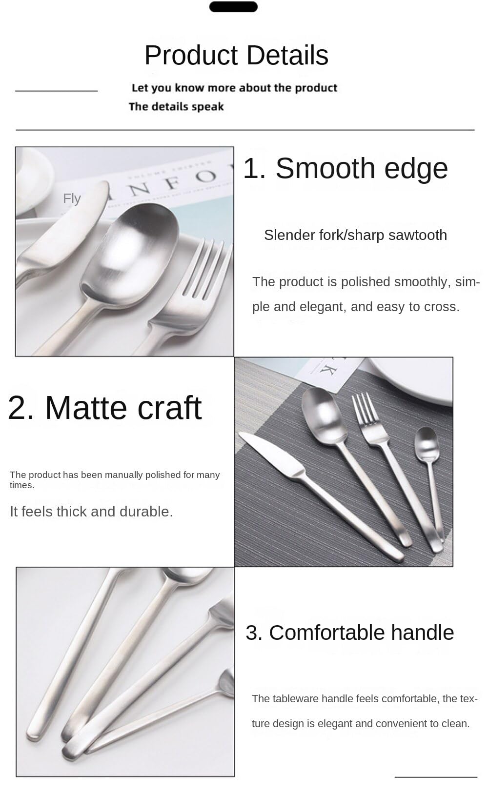 Juego de cubiertos, juego de cubiertos de acero inoxidable, plástico transparente, juego de cuchara, cuchillo y tenedor, 16 piezas, mango esmerilado mate, cubiertos de cocina de acero inoxidable, cubi