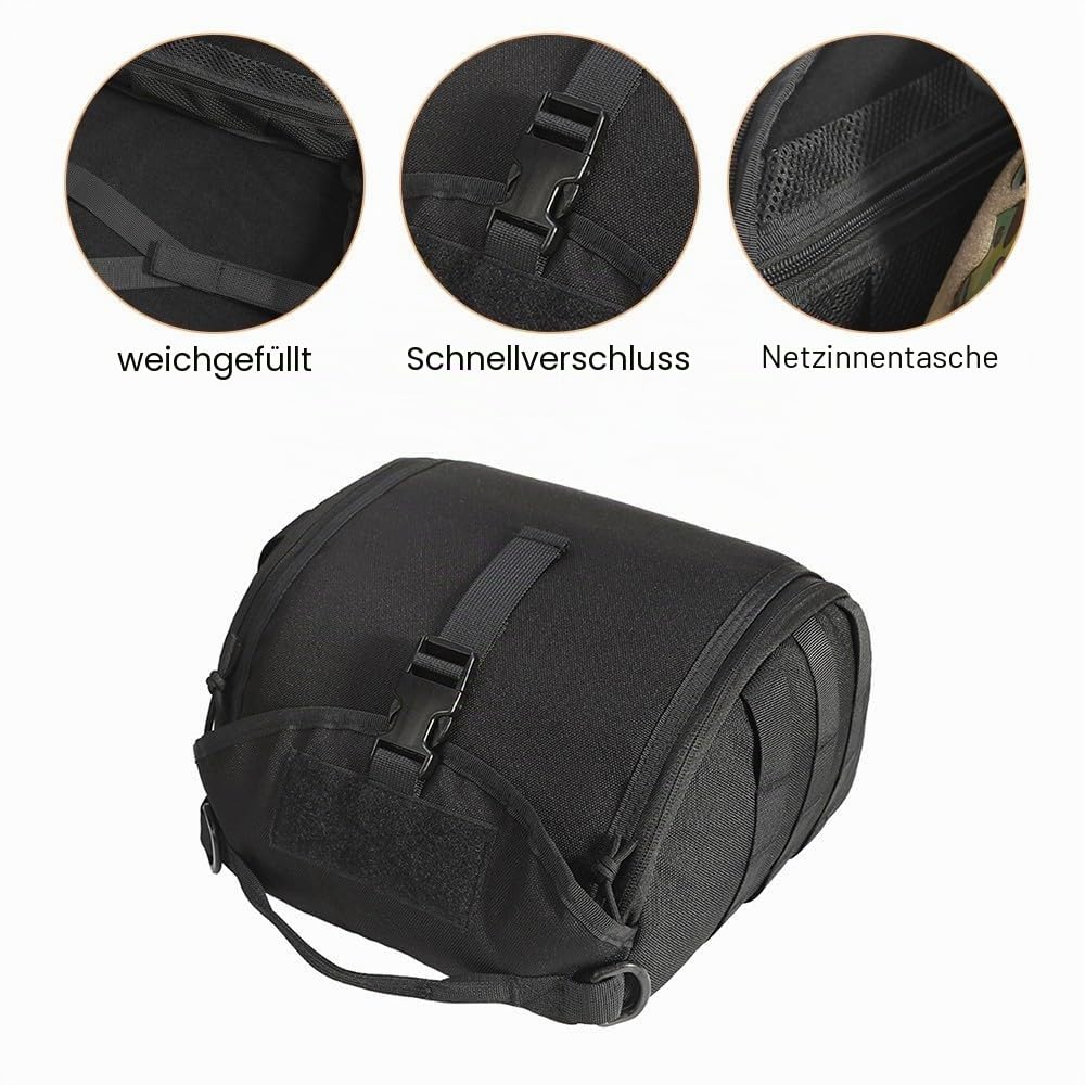 Taktische Helmtasche, Leichte Helmbeutel, Kratzfest, Helmpaket, Gepolsterte Airsoft Helm Aufbewahrungstasche, MOLLE Clamshell Helmtaschen Pack für Sport Jagd