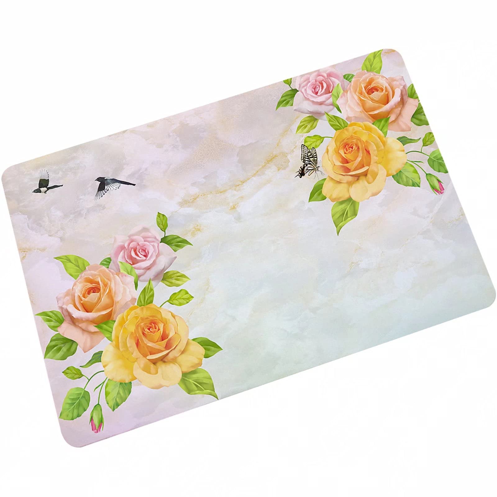 Zerbino per ingresso interno, interno o esterno, tappetino di benvenuto per porta d'ingresso, raschietto per scarpe, portico, fiori di rosa, 60 x 47,2 cm
