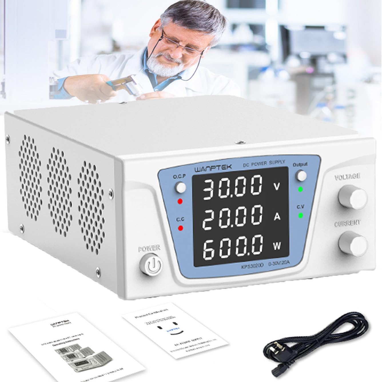 GBHJJ DC Power Supply Variable, 30V 50A Bench Power Supply, high Power Adjustable Switching Power Supply with Encoder Adjustment knob, OCP Switch,KPS3050D(30V/50A)