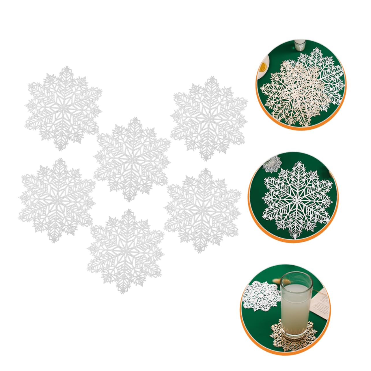 TOPBATHY Lot De 2 Sets De Table De Noël en Forme De Flocons De Neige Résistants À La Chaleur Accessoires De Cuisine Festifs 6 Pièces X 2