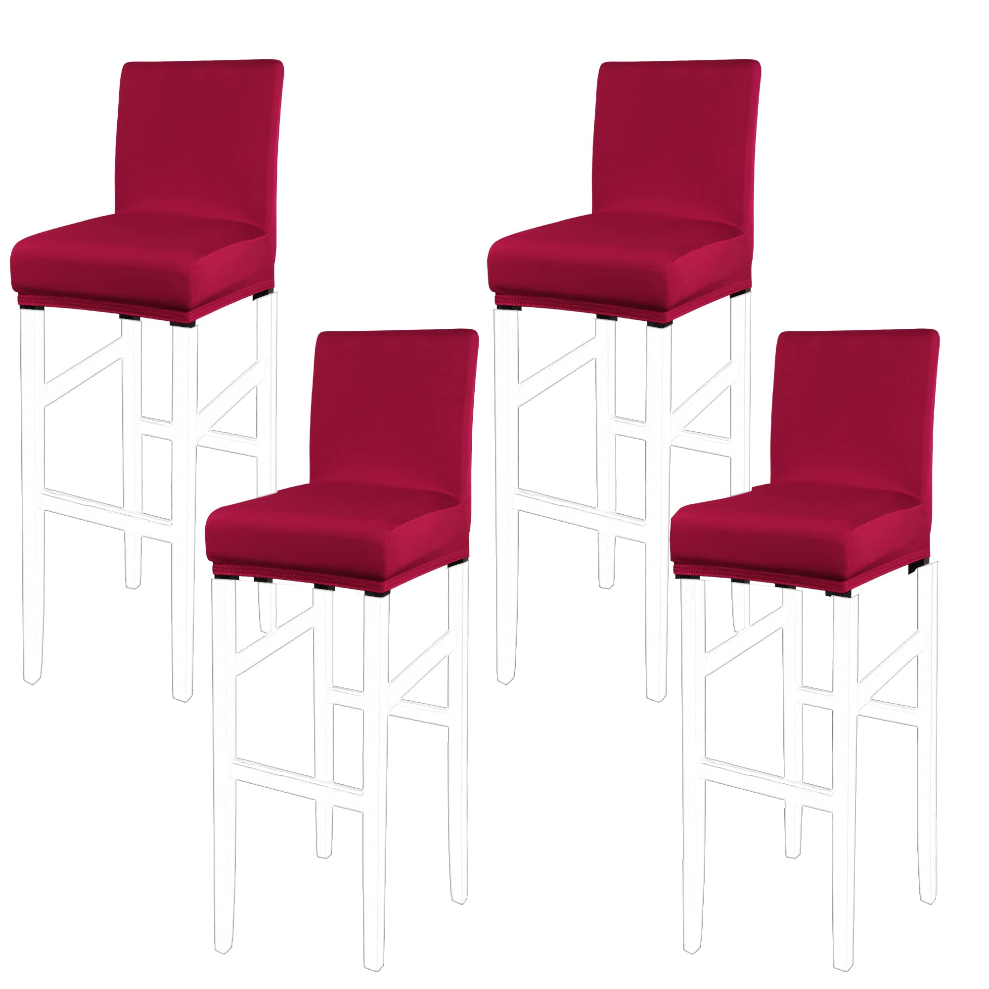 PiccoCasa Lot De 4 Housses De Tabouret De Bar Extensibles Marron Foncé – Avec Bande Élastique