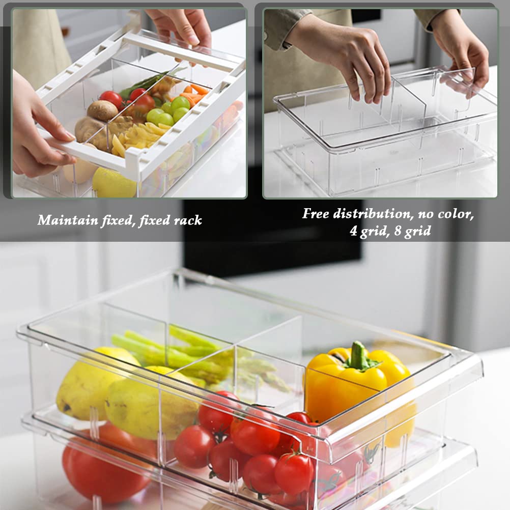 OctBird Tiroir pour Frigo Grand 2Pcs Boîte de Rangement Frigo Tiroir Coulissant Transparent 30,5x20x9,5cm Bacs de Rangement pour Réfrigérateur Transparent Organisateur de Réfrigérateur Coulissant