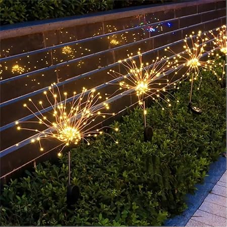 Uranus Solar Firework Light | Outdoor Solar Garden Decorative Light Powered with 90 LED, 40 Wire Strings, DIY Landscape Light for Walkway, Pathway, Backyard, Parties, Diwali, Christmas [Pack of 2]
