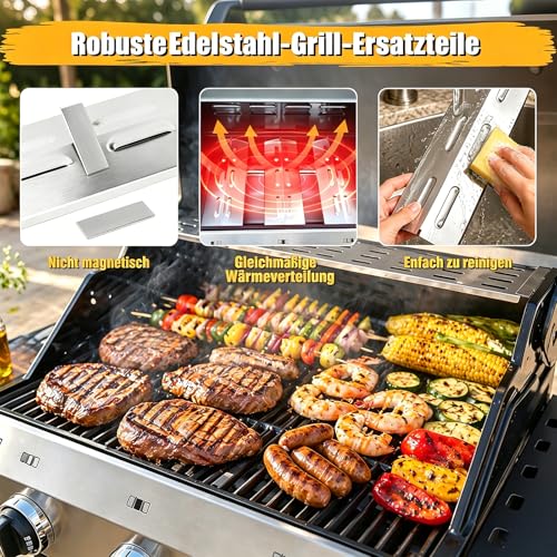 GFTIME 36,5 x 12cm Edelstahl Brennerabdeckung Ersatzteile für Enders Chicago 3 Gasgrill Zubehör, für Enders Boston Pro 3K/6 Kr Turbo, Tepro 3561, Barbecook Brahma 4.0, Aromaschienen Heizplatte 3 Stück