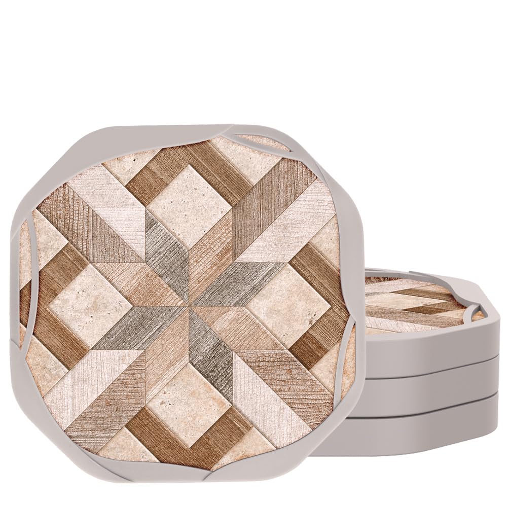 UMIRRO Absorbent Felt Coasters for Drinks, Rustic Farmhouse Cup Coaster for Coffee Table Decor, Small Unique Birthday Gift Ideas for Men, Dad, Him,