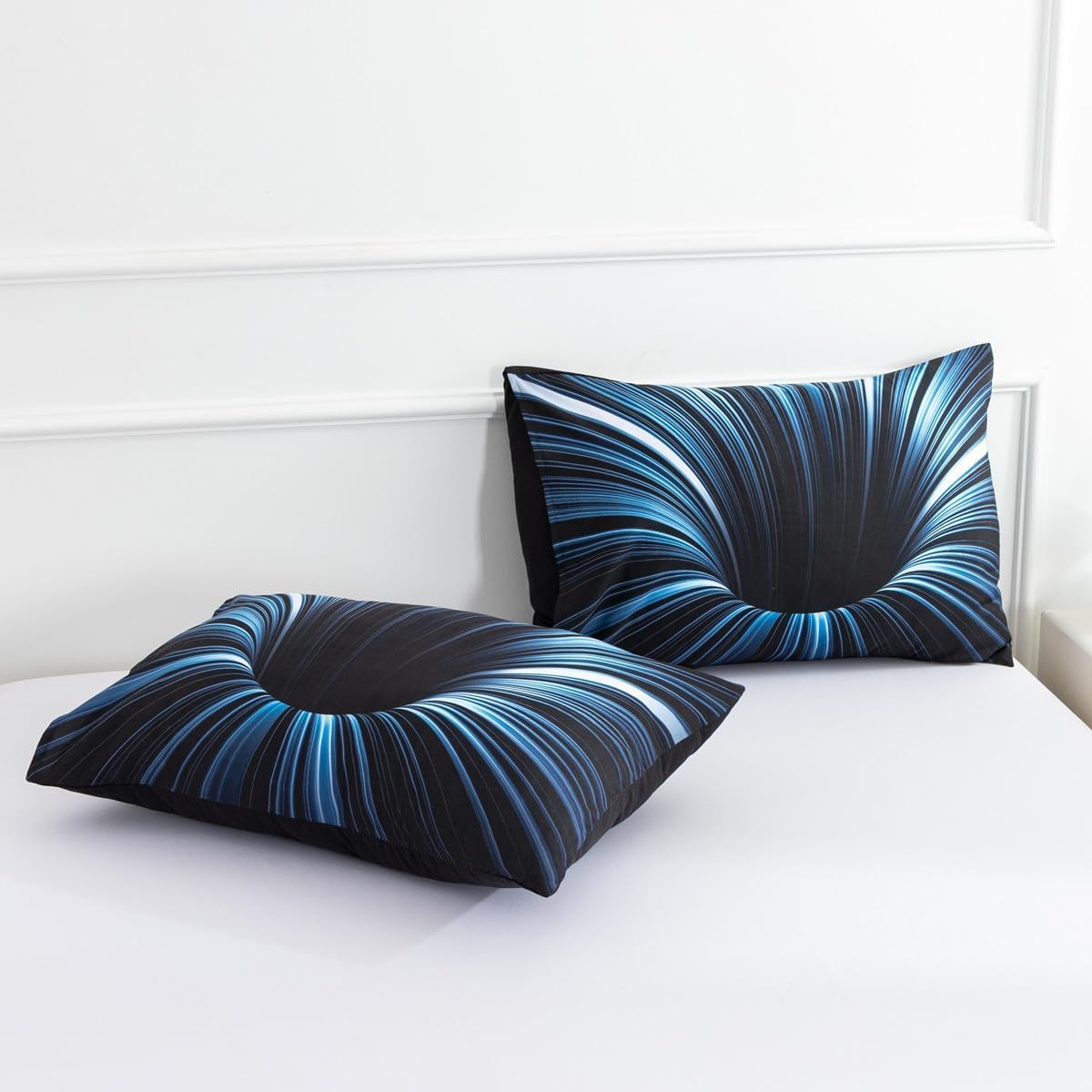 NTBED 3D Abstract Geometric Comforter Set Line Printed polyester Bedding Sets for Kids Teens Boys,Blue Full