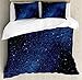 Ambesonne Night Duvet Cover Set, Space Stars View Nebula Galaxy Cosmos Infinite Universe, Decorative 3 Piece Bedding Set with 2 Pillow Shams, Queen Size, Blue White