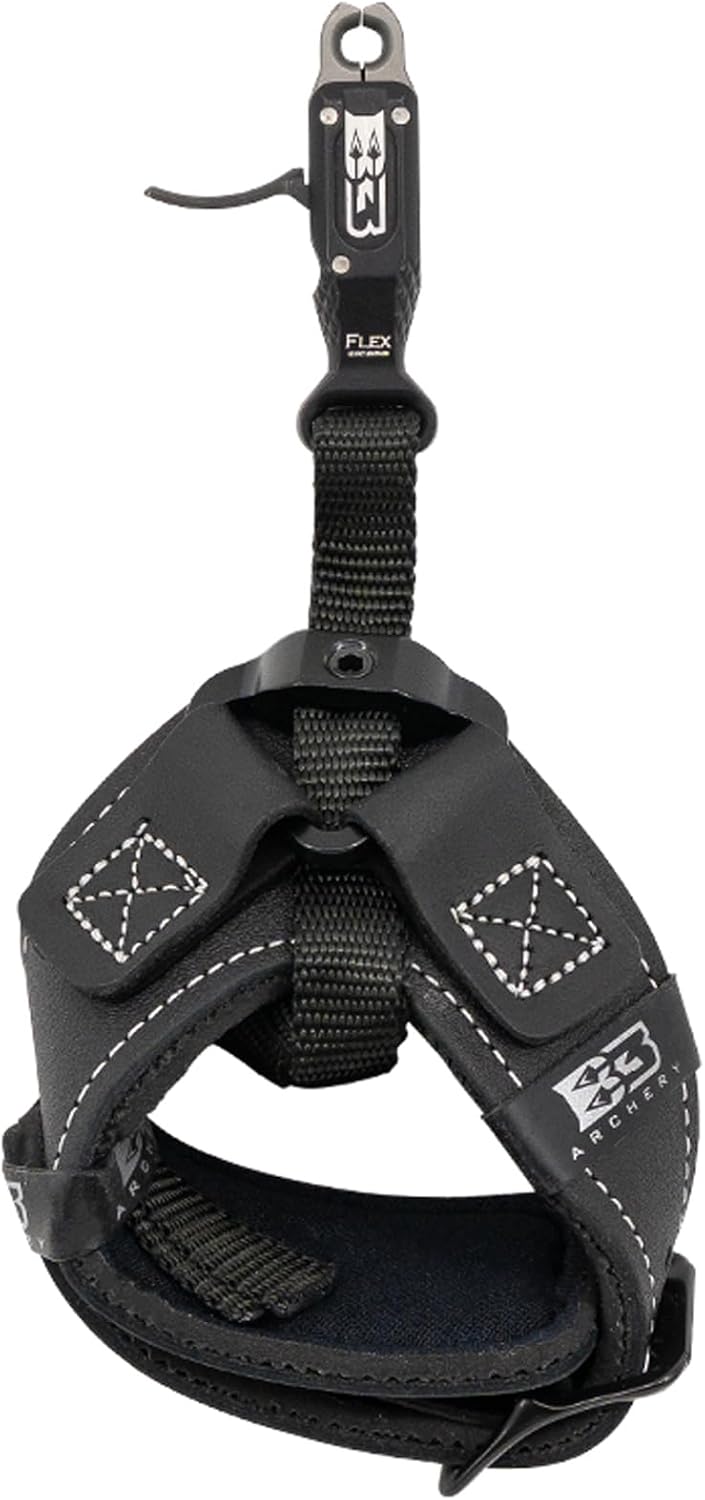 B3 ARCHERY Habit Wrist Strap Release Aid for Compound Bows | Dual Jaw Quick-Load with Auto-Return Trigger, External Travel Adjustment & Padded Strap | Flex/Swivel Connector Options