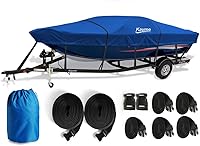 Vista 12 de Kayme Funda de lancha 1200D resistente para embarcaciones de hasta 15 pies - Impermeable, resistente a rasgaduras con correas reforzadas a prueba