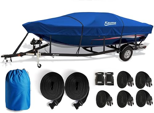 Vista 12 de Kayme Cubierta de barco resistente de 1200D para embarcaciones de 20-22 pies - Impermeable, resistente a rasgaduras con correas reforzadas a prueba