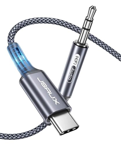 JSAUX Cable USB C a conector auxiliar de audio de 0.138 in de 3.3 pies, USB tipo C a 0.138 in para auriculares estéreo de automóvil, compatible con