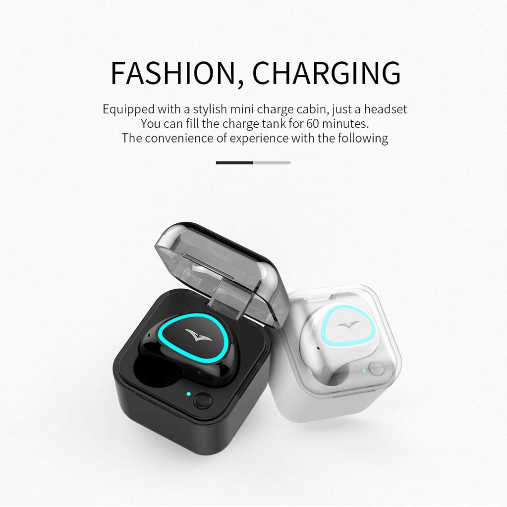 MiniMini Bluetooth Invisible sans Fil Kit Ecouteur Intra-auriculaire Mono Ecouteur avec Micro Intégré Mains Libres pour iPhone, Samsung, HuaweiPortatif