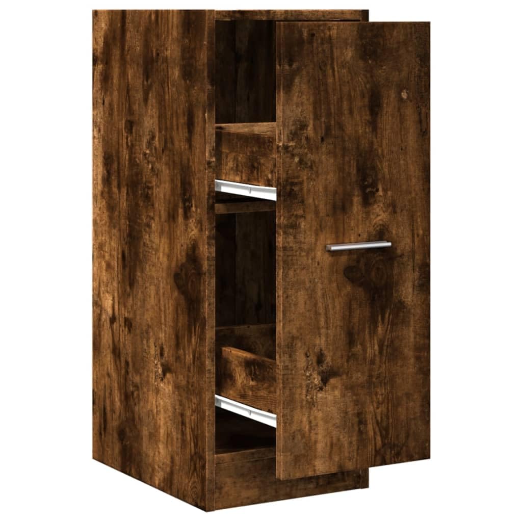 Armadietto da farmacista in legno di rovere affumicato, 30 x 41 x 77,5 cm, con 2 cassetti e estraibile, piccolo armadio da cucina e armadio da ufficio per nicchie