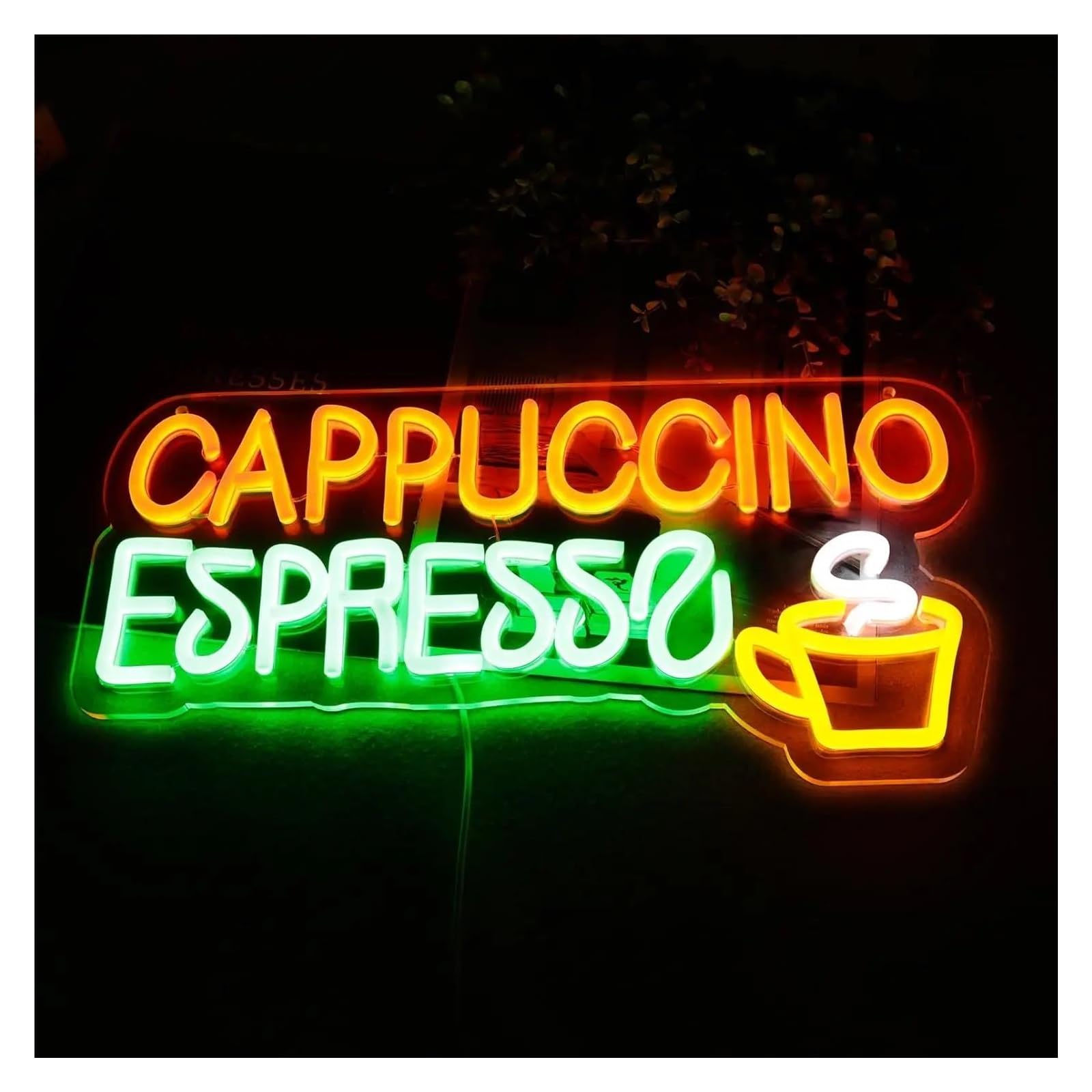 Decoración Lámparas Letrero De Neón Cappuccino Espresso Para Barra De Cerveza, Luz Para Decoración De Pared De Cafetería, Bistró, Cafetería, Tienda, Cueva De Hombre, Fiesta