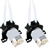 ALAMSCN 2PCS DC 12V Lab Dosing Pump 100mL/min Peristaltic Pumps Chemical Water Liquid 3mm ID x 5mm OD for Aquarium Analytical Home Irrigation Watering DIY (L Bracket Black)