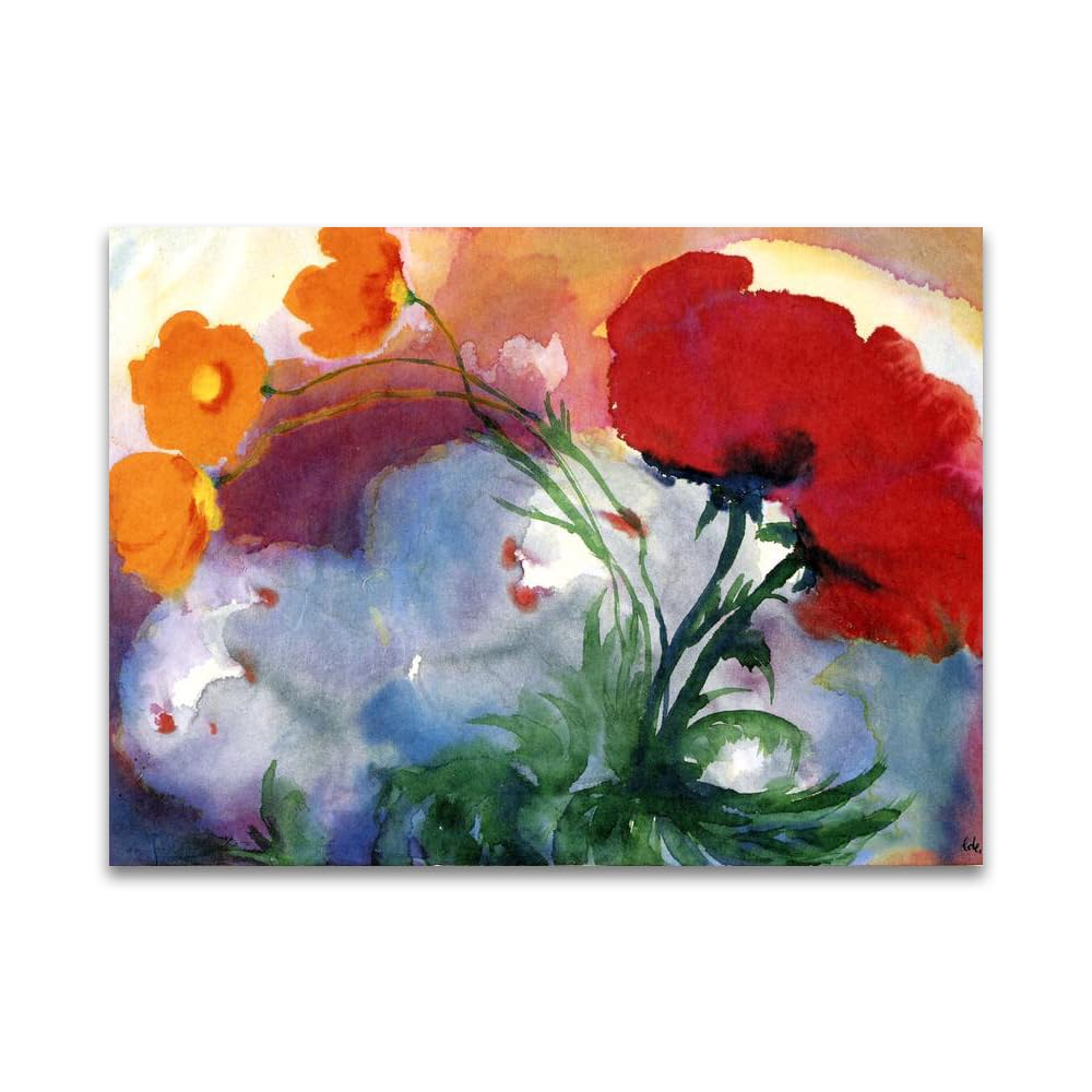 LZ6J8C9 Emil Nolde《Flowers》Famous Canvas Paintings Reproductions.(60x84cm(23.7x33.0in/Frameless)