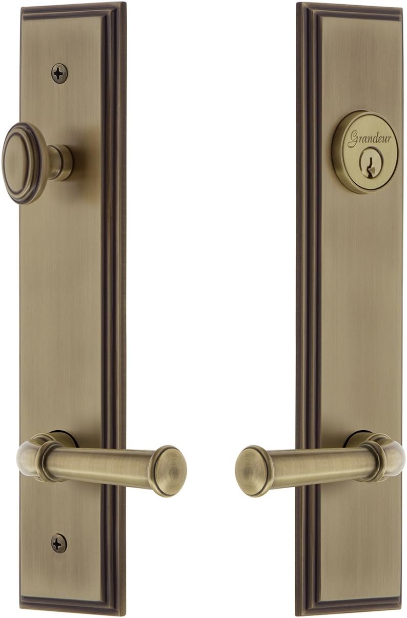 Grandeur Hardware 841371 Carre' Tall Plate Complete Entry Set with Georgetown Lever, Backset Size - 2.375", Timeless Bronze