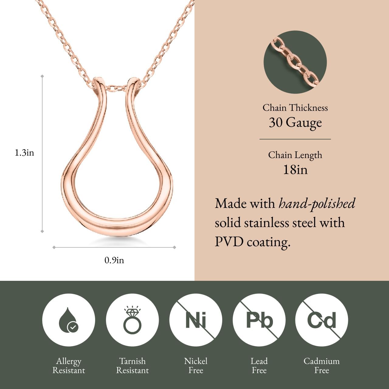 Ring Holder Necklace - Stainless Steel Necklace with Rose Gold Finish - Engagement Gift for Doctors & Nurses - Gift for Mom or Grandmother - Image 5