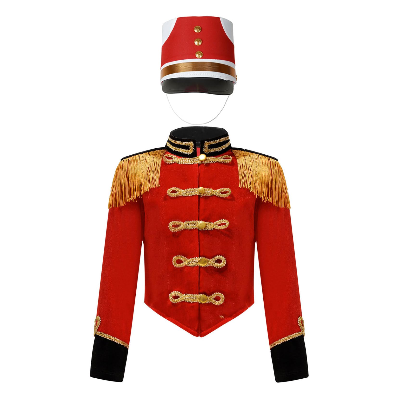 Yartina Girls Boys Circus Ringmaster Uniform Marching Band Tassel Jacket Coat with Hats Set Halloween Dress Up