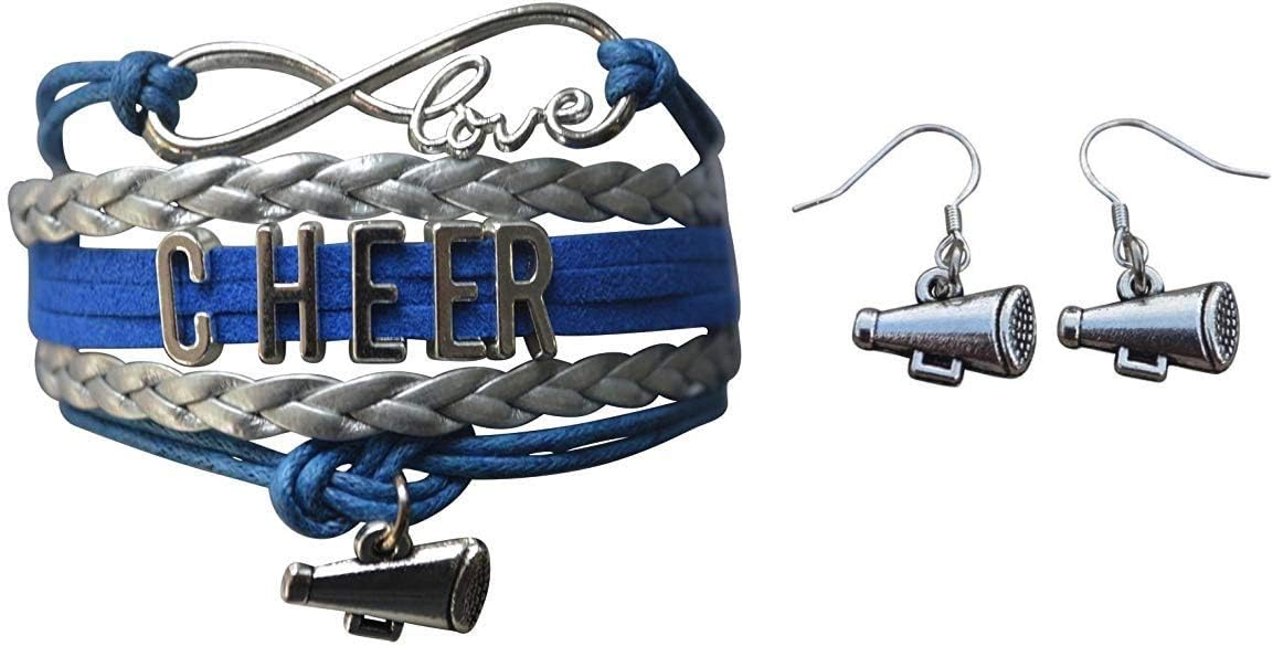 Cheer Jewelry Set, Cheerleading Infinity Charm Bracelet