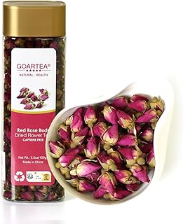 GOARTEA Rose Buds Herbal Tea 3.5oz / 100g Natural Dried Red Rose Tea - Edible Petal Flower Chinese Rosebud Tea Loose Leaf - Bottled