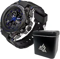 Relógio Masculino Digital Tático Militar Esportivo I Relógio SW38 Sport Shock Tatico Prova D'água Com LED I Relógio Militar Resistente I Relógio Tático para Homens I Relógio Tático para Homens I Relógio Esportivo à Prova D'água Detalhes Azul