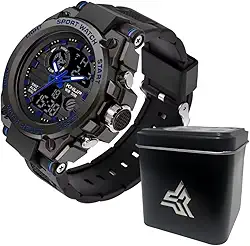 Relógio Masculino Digital Tático Militar Esportivo I Relógio SW38 Sport Shock Tatico Prova D'água Com LED I Relógio Militar Resistente I Relógio Tático para Homens I Relógio Tático para Homens I Relógio Esportivo à Prova D'água Detalhes Azul
