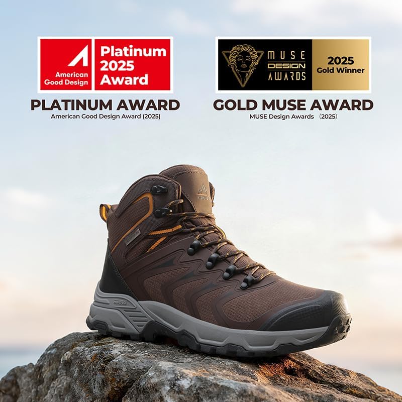 NORTIV 8 Men's Waterproof PRO Hiking Boots Outdoor Lightweight Non-Slip Arch Support Trekking Camping Ankle Boots Armadillo Update - Image 3