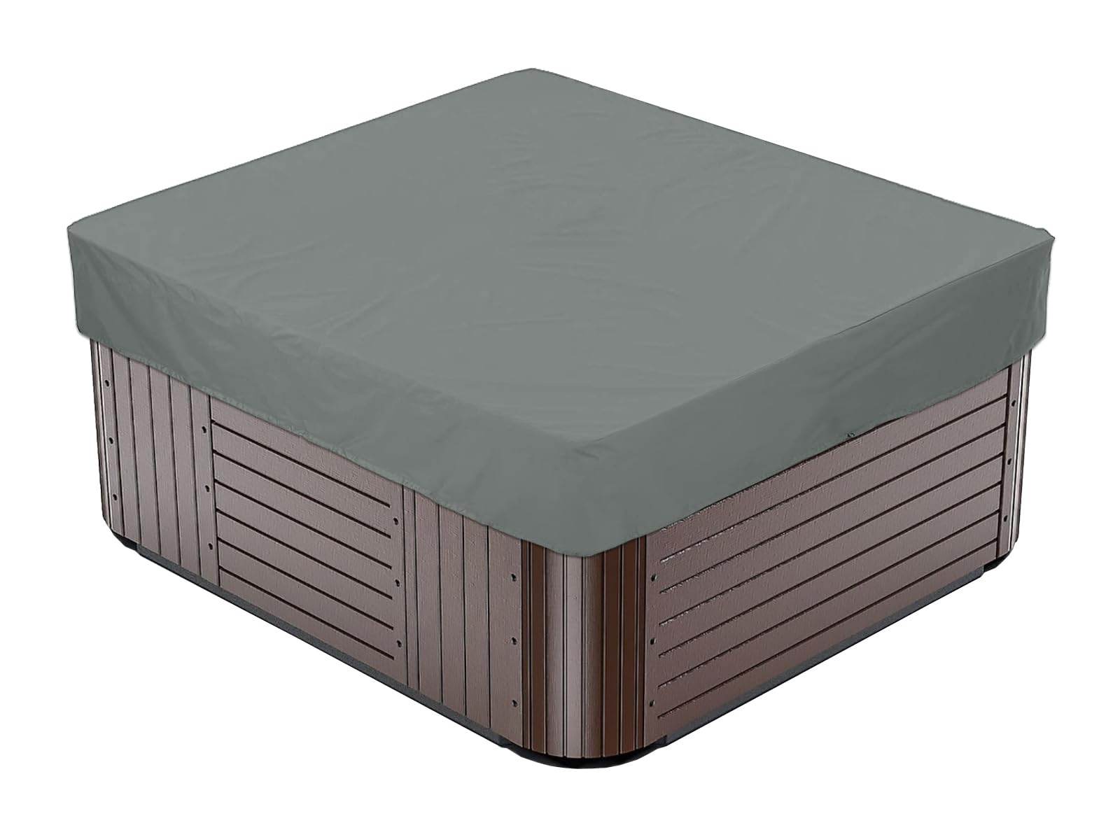 Bacover Grey Square Hot Tub Cover, 210D Polyester Spa Cover Waterproof Dustproof Uv Protection Outdoor Spa Covers For Hot Tub,Gray,244X244x30cm