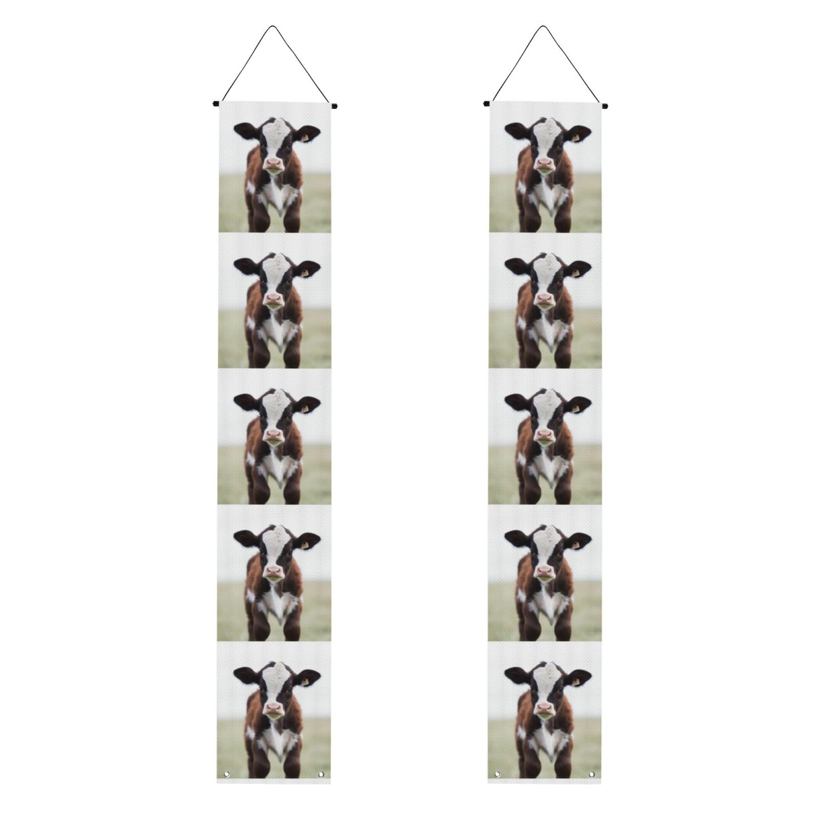 Cow Porch Banner 2PCS, Summer Hanging Flag Party Porch Sign Front Door Hanging Decorations for Indoor Outdoor Holiday Yard Decor Wall Backdrop 71 x 12 Inch