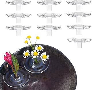 2025 Creative Floating Floral Arrangement Holder,Floating PVC Mini Vase for Bowls, Wind-Driven Waterproof Flower Vase, Clear Acrylic Flower Bowl Stem Holder for Water Surface Decor(S*10)