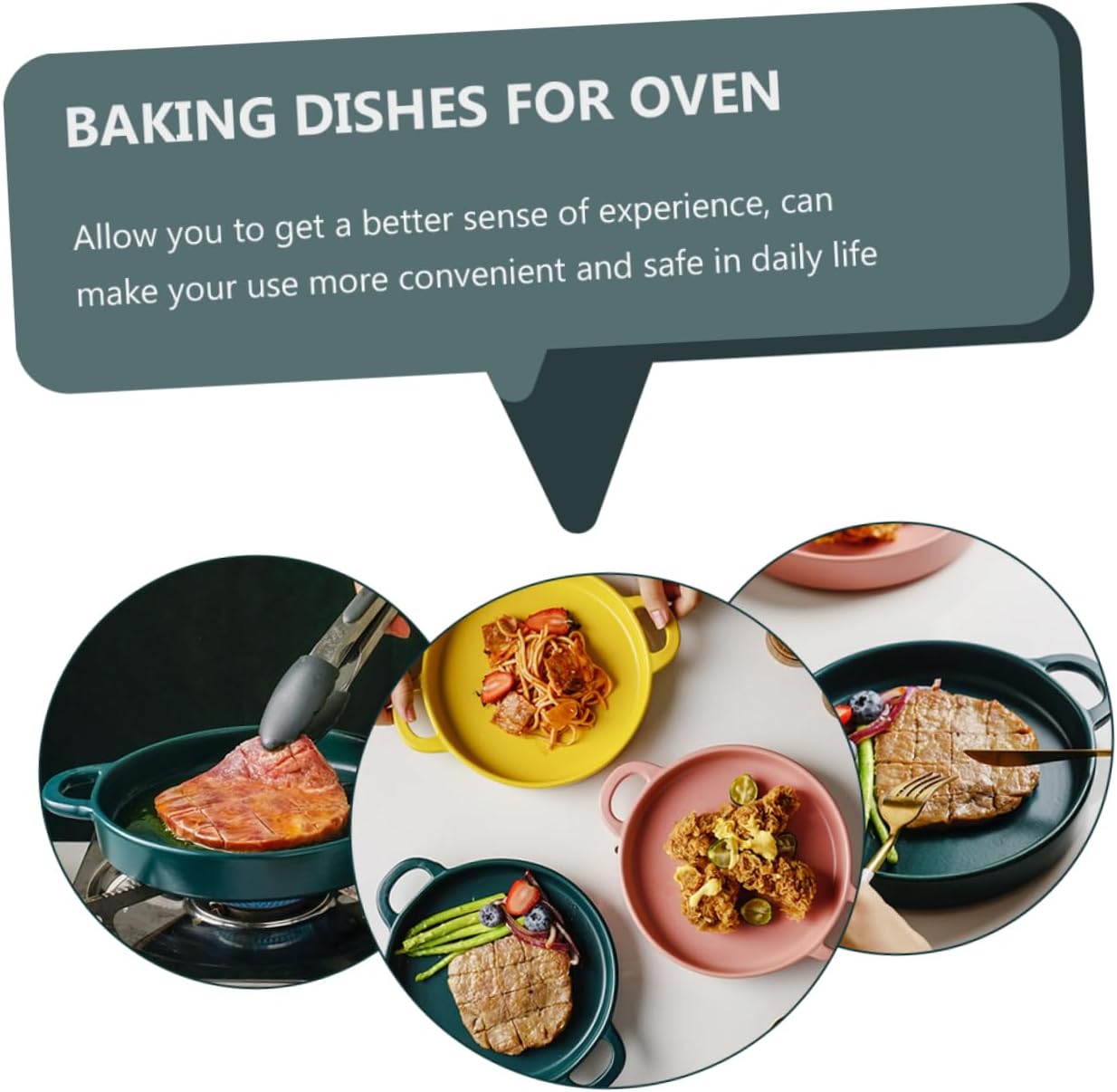 Mikinona High Temperature Resistant Ceramic Baking Dish for Oven and Barbecue Multipurpose Kitchen Casserole Pan with Smooth Surface Cookware for Baking and Roasting