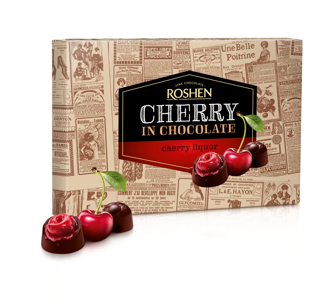 BOMBONES DE CHOCOLATE OSCURO GUINDA EN LICOR DE CEREZA ROSHEN 155 GRS - EMPAQUE CON 12 CAJAS DE 155 GRAMOS CADA UNA