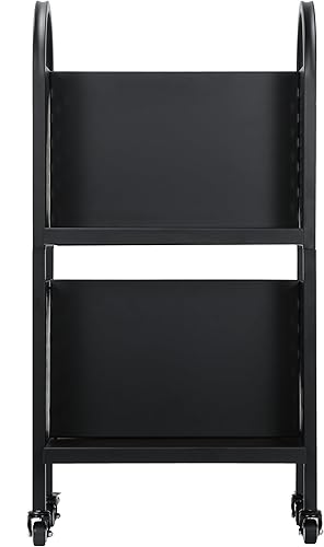 Miniatura 10 de Carrito de libros con ruedas para biblioteca, 34 pulgadas de alto, capacidad de 100 libras de doble cara para una fácil organización, carrito de