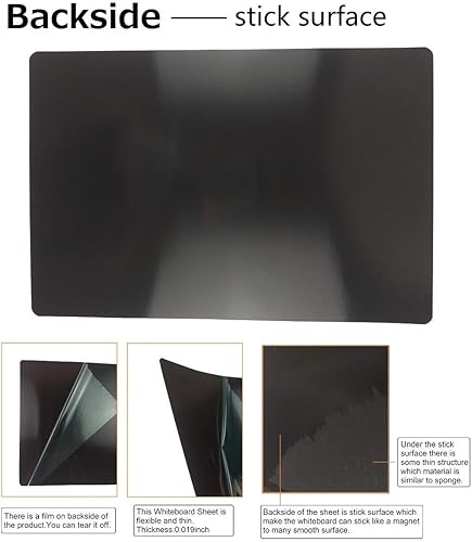 Miniatura 3 de Hoja de pizarra, etiqueta engomada de pizarra blanca de borrado en seco, etiqueta engomada libre de adhesivo de pizarra blanca, 7.8 x 11.8 pulgadas,
