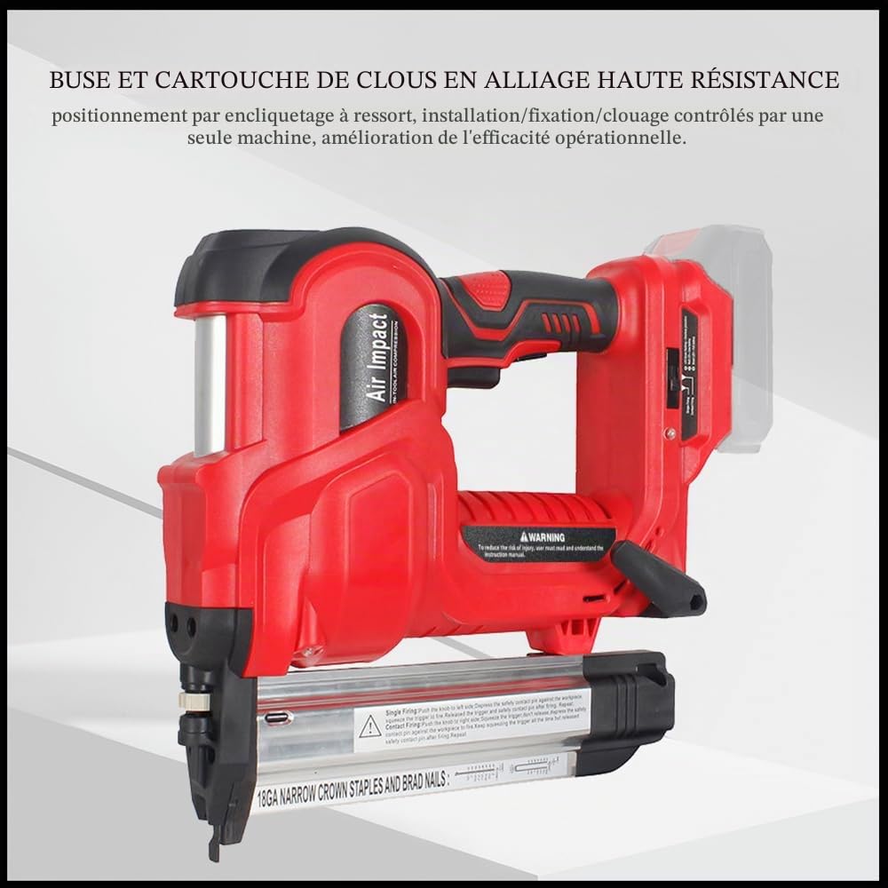 Agrafeuse électrique cloueuse sans fil avec 200 clous de 32 mm et 200 clous de 50 mm compatibles avec batterie au lithium Makita