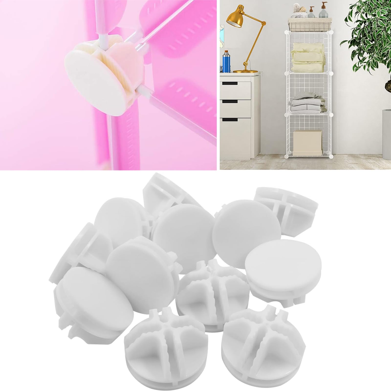Connettori di Plastica Cubo di Plastica con 40 Connettori Metallici Incastro Plastico Scaffalature senza Bulloni Stoccaggio Cubi Scaffalatur Bianco