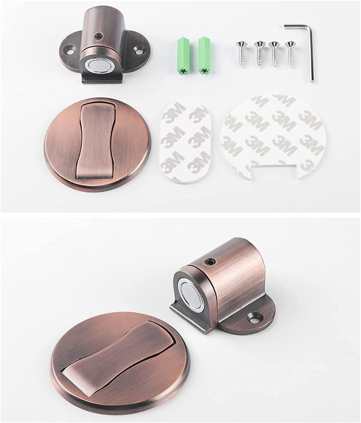 Magnetic Door Catch,Skirting Board Buffer, Adjustable Magnetic Door Stop,No Drill Doorstop with Self Adhesive Tape,Hold Door Open (Color : Gold) (Color : Gold) (Color : Gold)