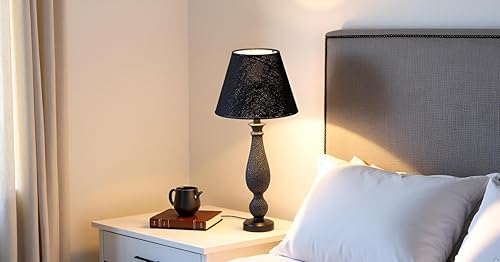 Miniatura 9 de Aspen Creative 56019, Empire Uno - Pantalla de lámpara en negro, 5 pulgadas superior x 9 pulgadas inferior x 7 pulgadas de altura inclinada, Negro