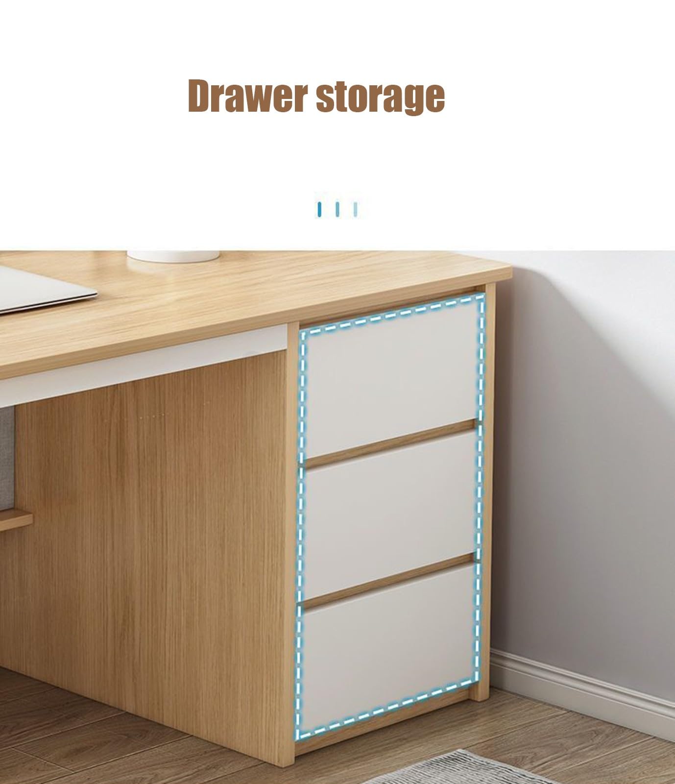 Bureau d'ordinateur avec Compartiments et 3 tiroirs, Poste de Travail pour Bureau à Domicile, Bureau élégant et Fonctionnel A,100CM