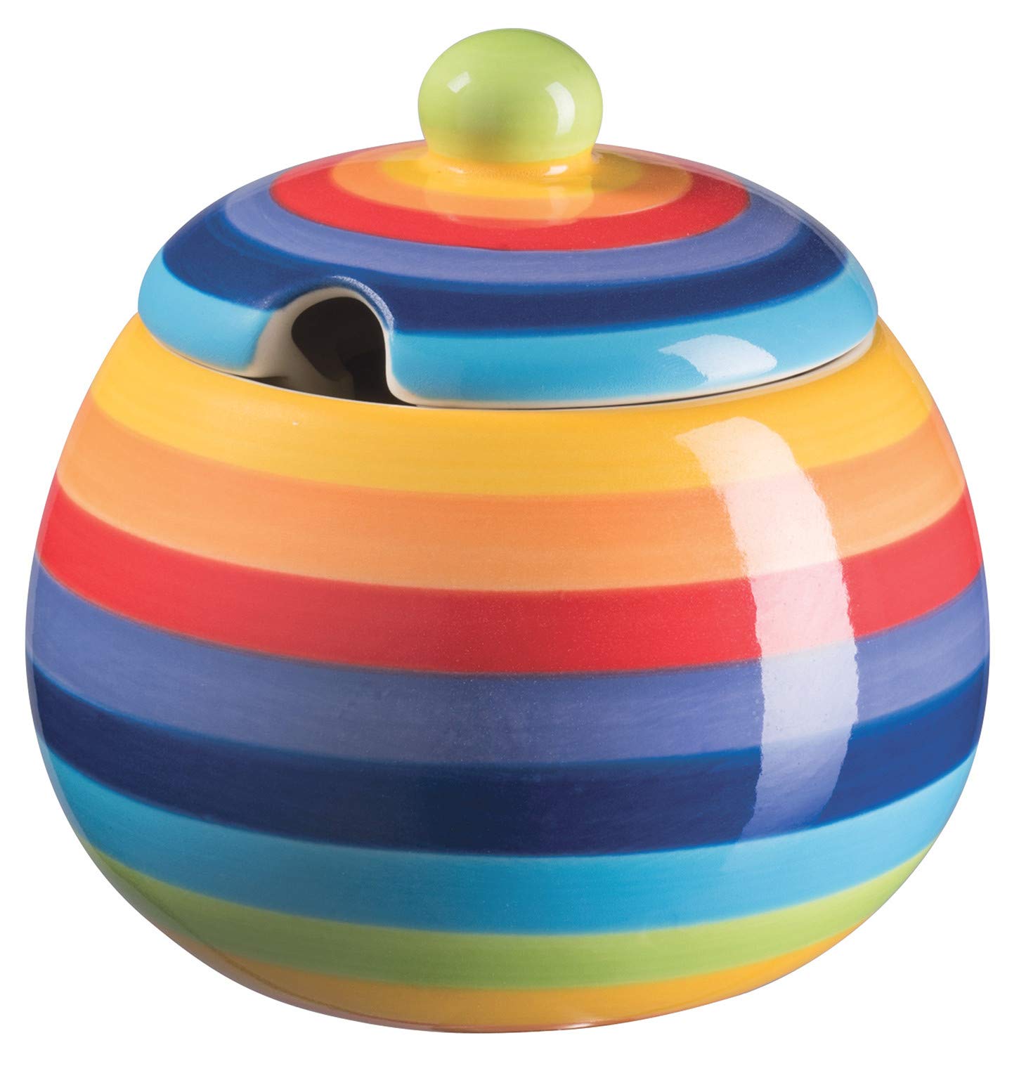 – Hand Painted Rainbow Stripe Sugar Bowl